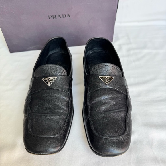 Prada Other - SOLD Prada Saffiano Black Leather Penny Loafers Dress Slip On Shoes Men’s 9.5